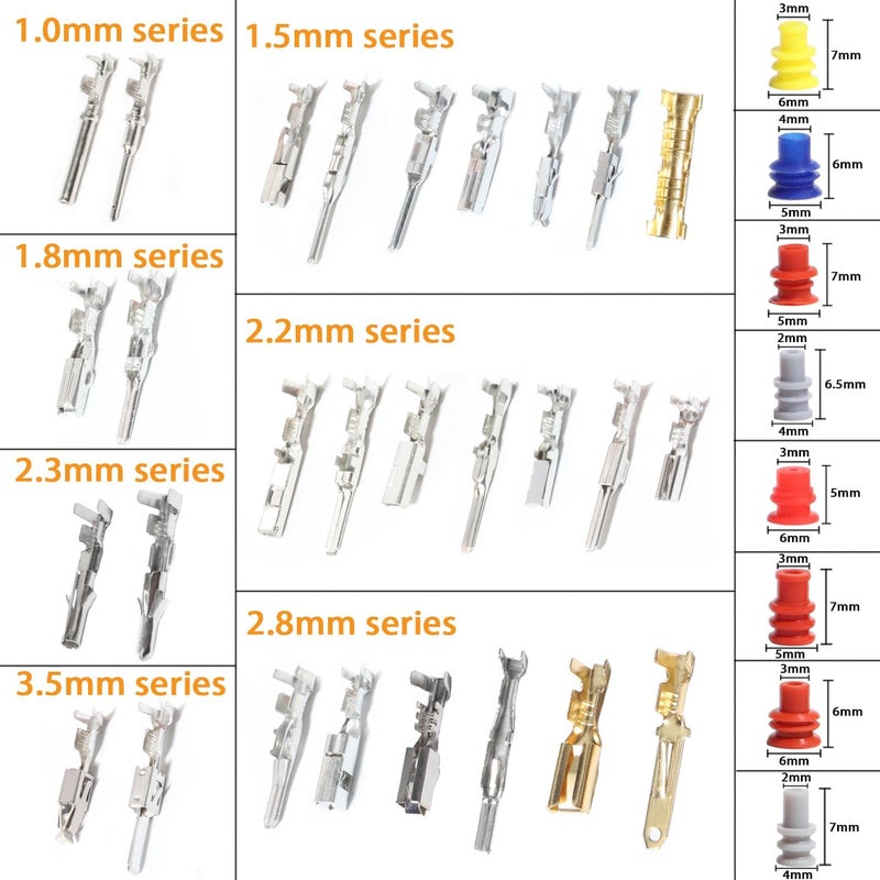 shengbowi Connector Pins Kit Crimped Terminal Pin Automotive Car Electrical 1/1.5/1.8/2.2/2.3/2.5/2.8/3.5mm Male&Female Wire Seals Removal Tool kit Motorcycle ATV Wire Non-Insulated Plug Crimp Set - Image 3